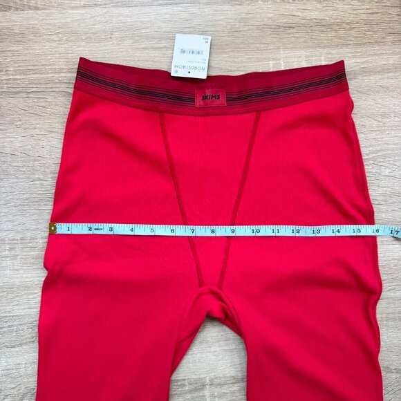 NWT SKIMS Cotton Rib Leggings Cherry Red Contrast Stitch Medium - Picture 9 of 11